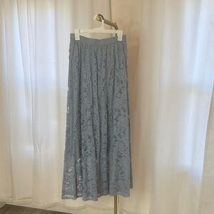 Elegant Lace Maxi Skirt in Soft Blue